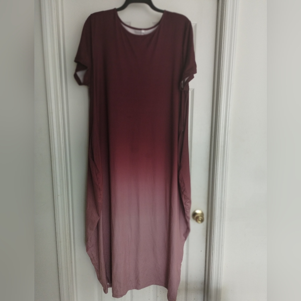 Source Unknown Asymmetrical Burgundy Dress